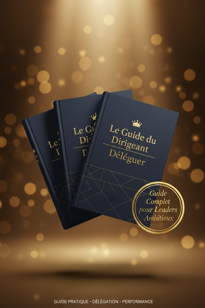 Mockup premium pile de 3 livres - Le Guide du Dirigeant Déléguer