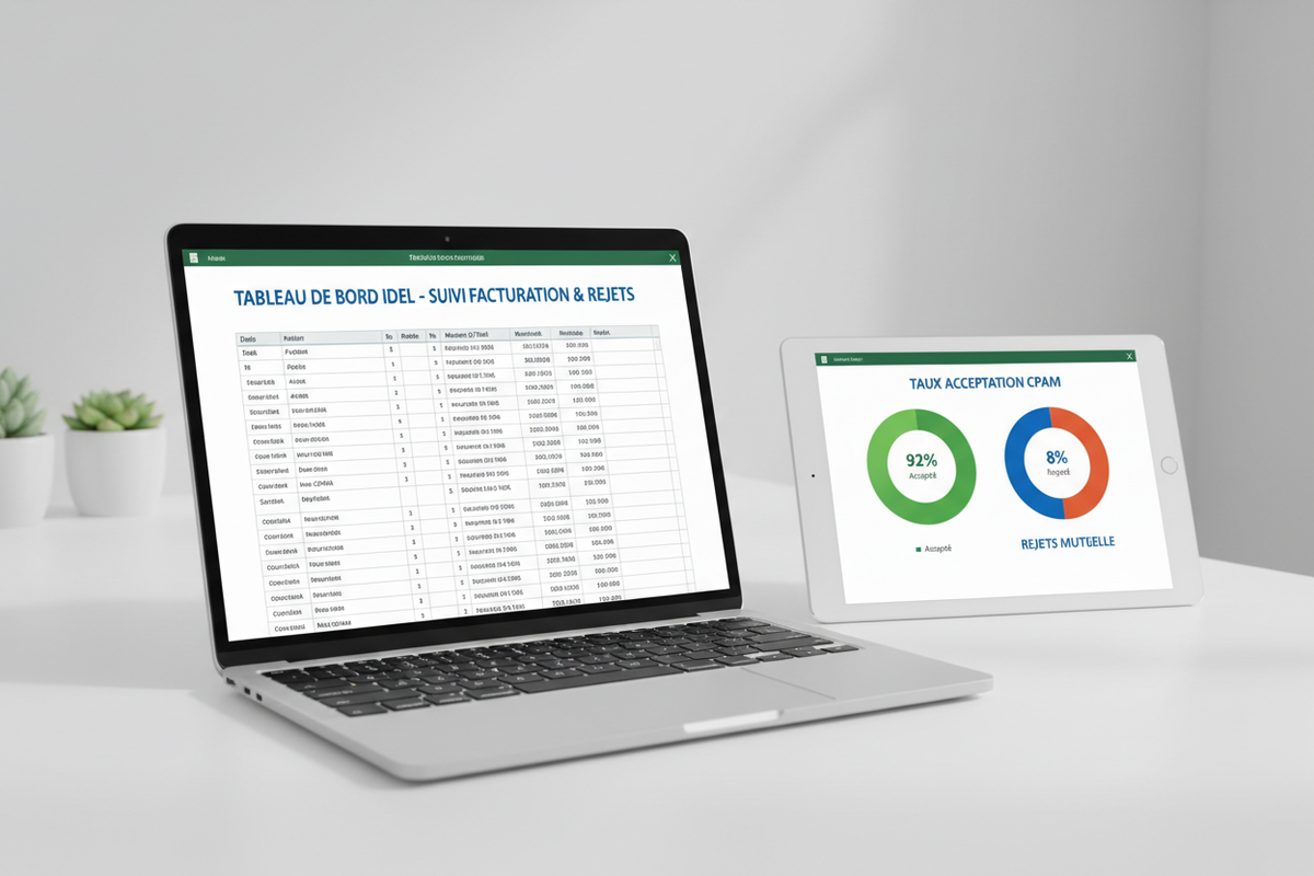 Mockup laptop et tablette avec tableau Excel IDEL