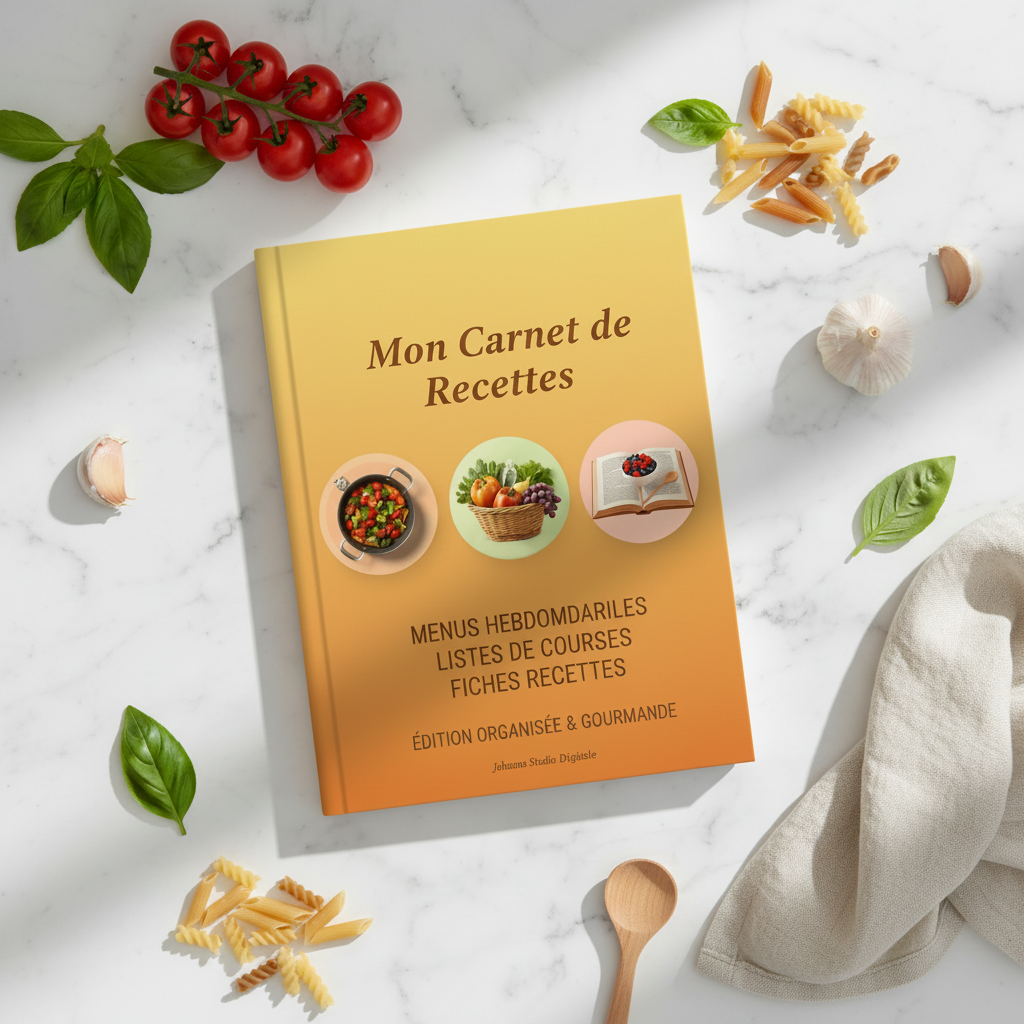 Flat lay gourmand — Mon Carnet de Recettes